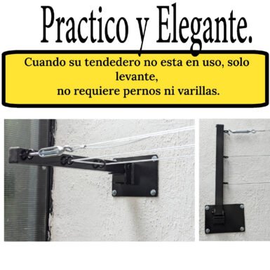 2 Tendedero Plegable para Ropa y Cobijas, de Color Blanco o Negro. (Cable de Acero, 3 líneas)