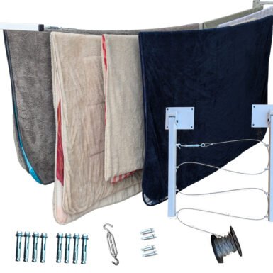 4LCABPortada Tendedero Plegable para Ropa y Cobijas Pesadas, de Colores Blanco y Negro, Cable de Acero, 4 líneas