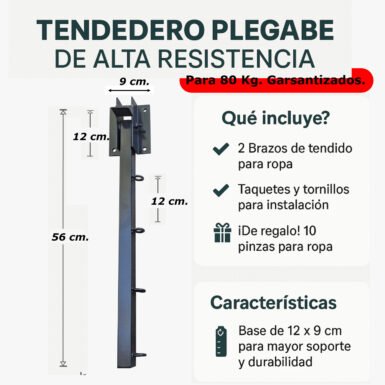 ONE SUPER PRACTIC Tendedero Plegable, Retráctil, Modelo Económico, para tendido y Secado de Ropa. (4 Líneas con cordón)