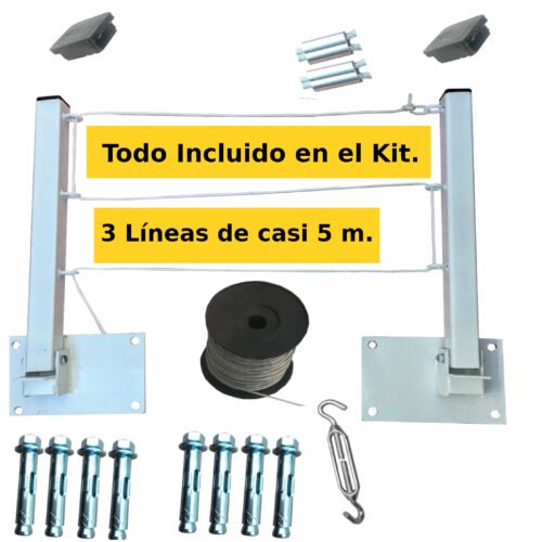 TodoIncluido Tendedero Plegable para Ropa y Cobijas, de Color Blanco o Negro. (Cable de Acero, 3 líneas)